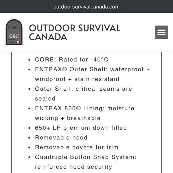 Outdoor Survival Canada KASA Women's Down Jacket Large Made in Canada Olive OSC - Picture 11 of 11